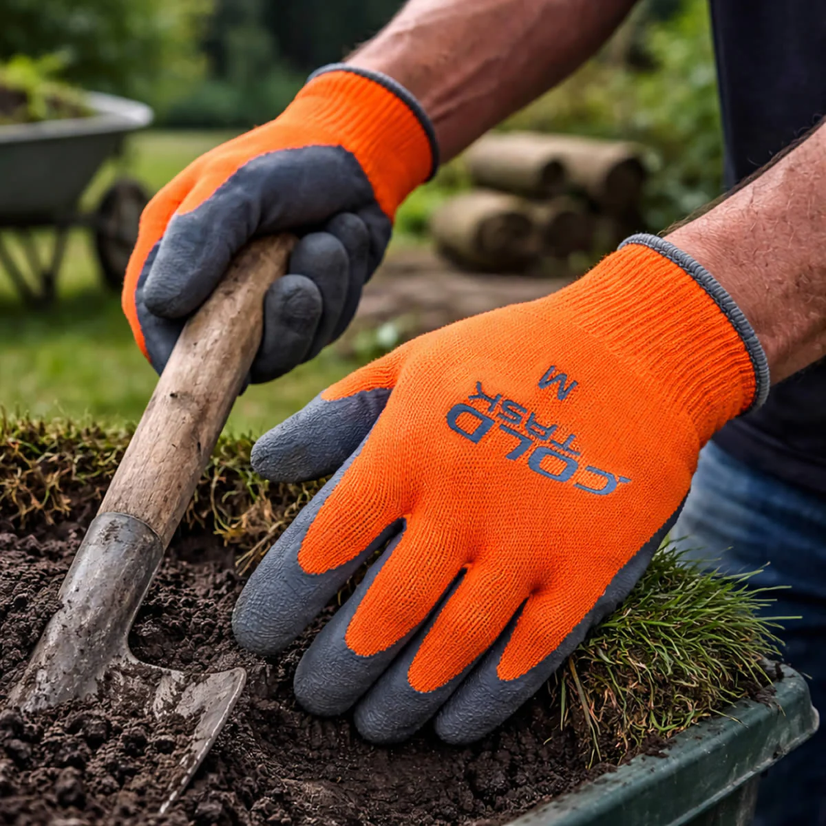 TASK CelsiHeit Hi-Vis Cold Weather Latex Coated Gloves, Orange, CF10030 - Image 3