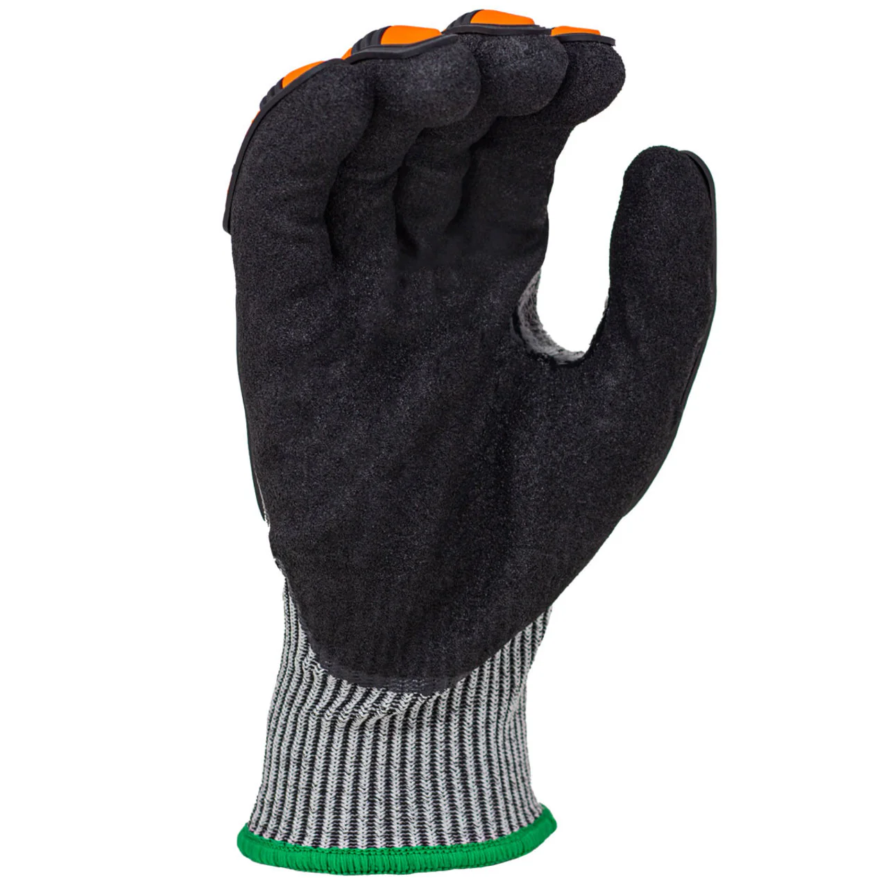 TASK ROCKDARE 13G ANSI A5 Cut Resistant Double Dipped Sandy Nitrile Coated Impact Gloves, Gray, RD1019 - Image 2
