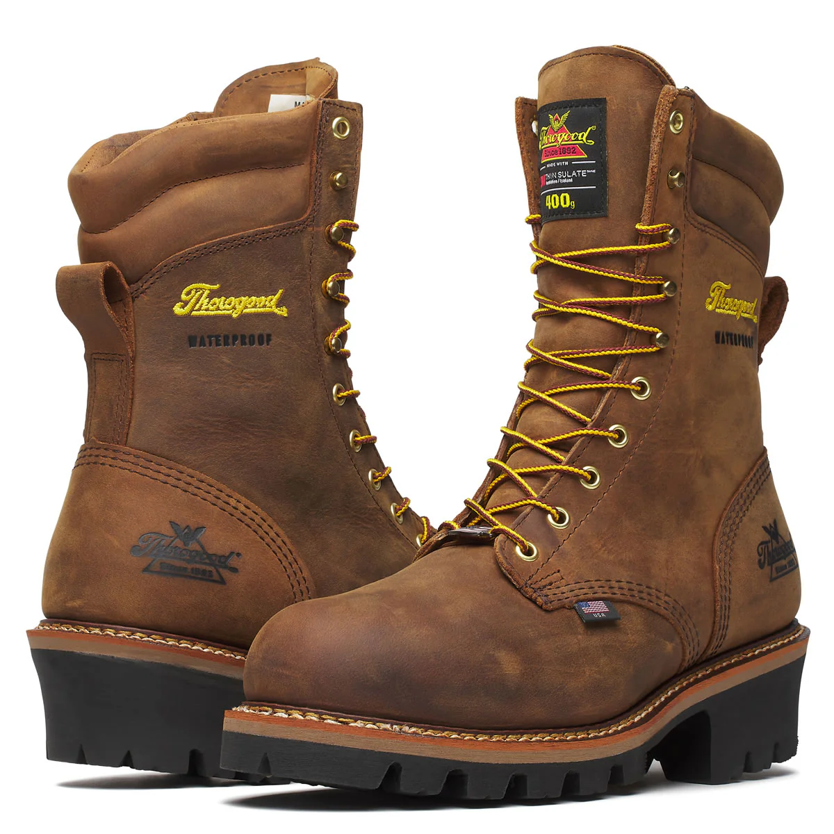 Thorogood Men's Logger Series 9" Insulated Waterproof Steel Toe Boots, 804-3554, Crazy Horse Brown - Image 3
