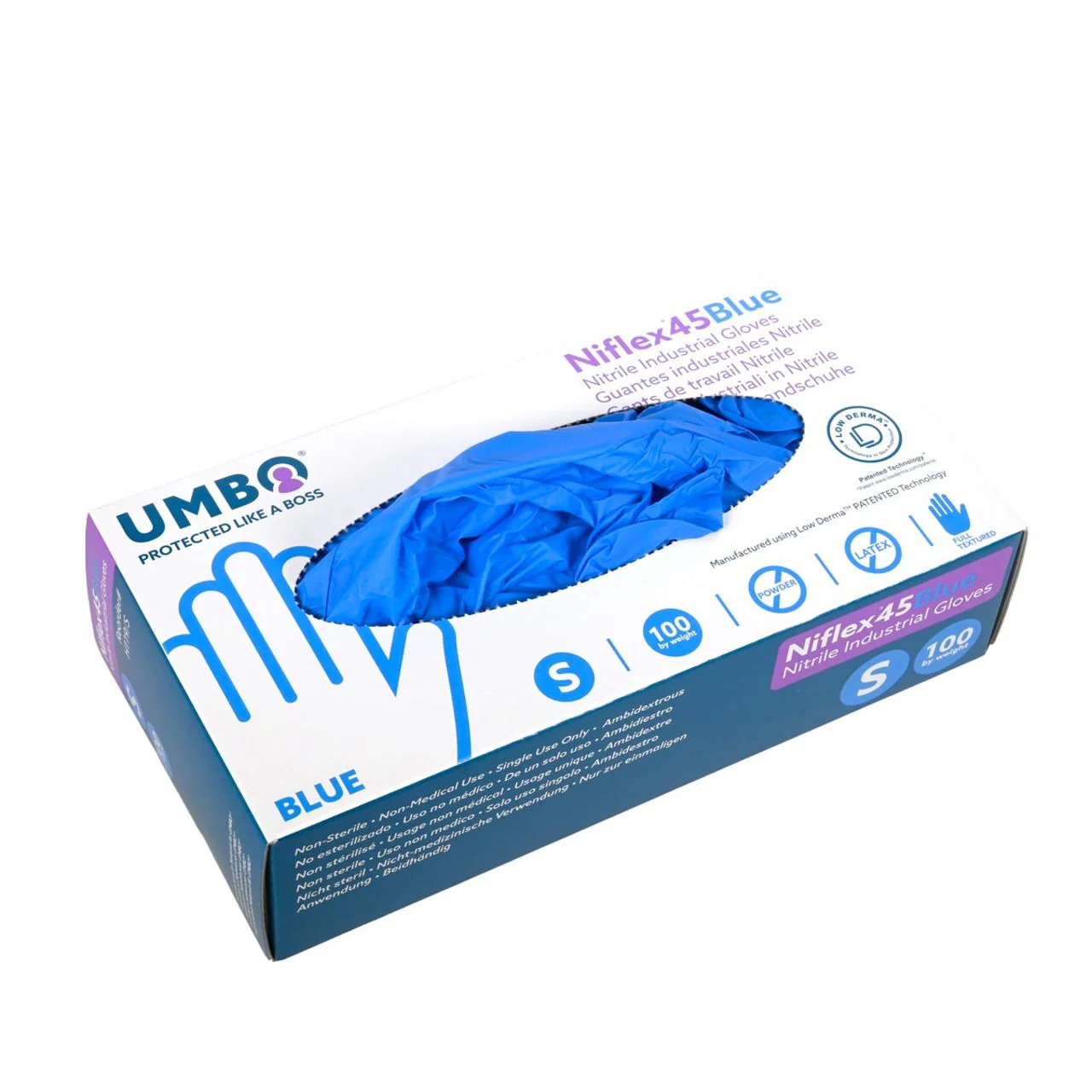 UMBO Niflex45 Nitrile Disposable Gloves, 4.5 mil, Blue, Box of 100 - Image 6