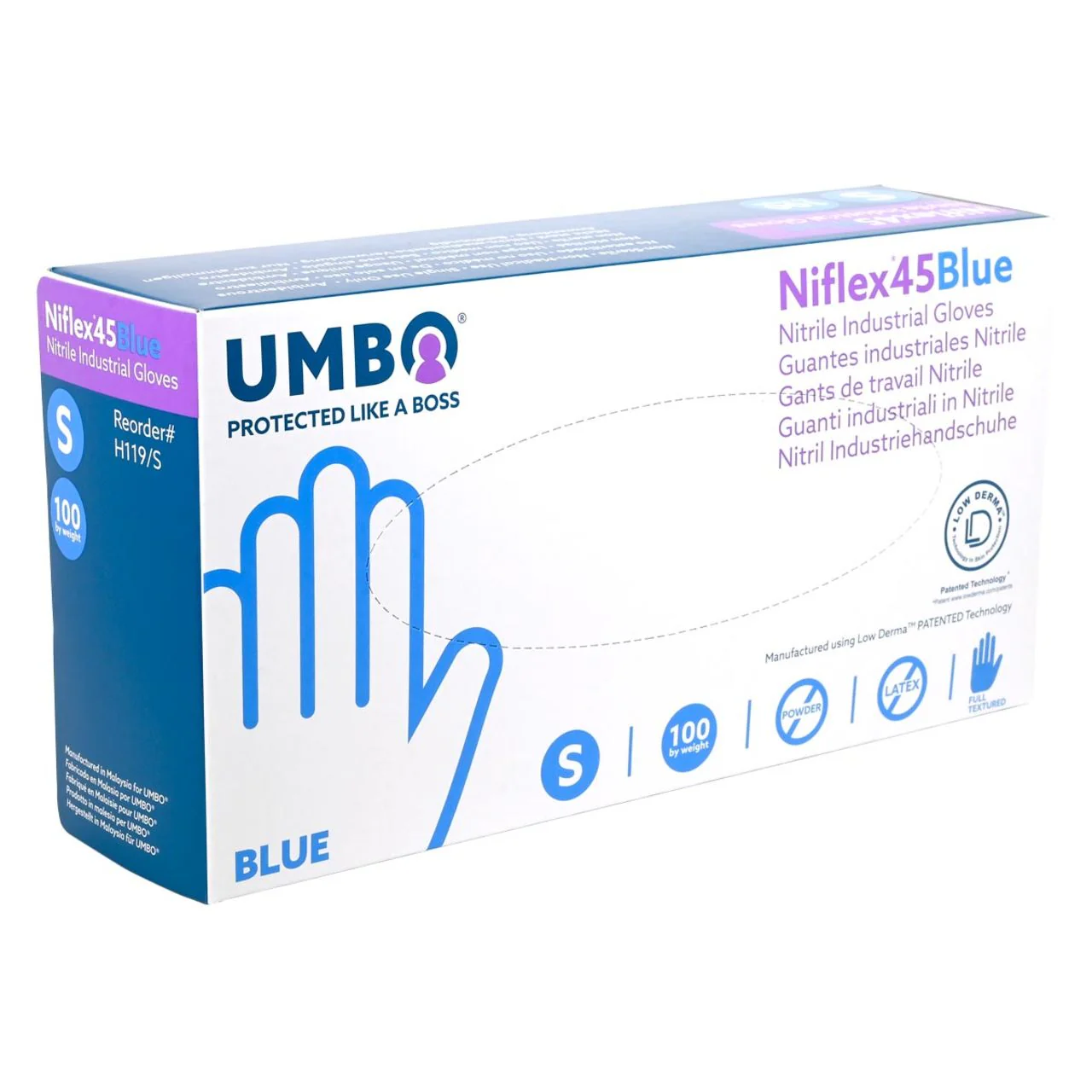 UMBO Niflex45 Nitrile Disposable Gloves, 4.5 mil, Blue, Box of 100 - Image 7